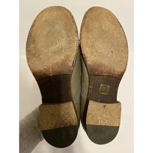 Frye Men’s Leather Dress Shoes Derby Sz 11 D Gray Beige  Distressed Capped Toe - Picture 7 of 13